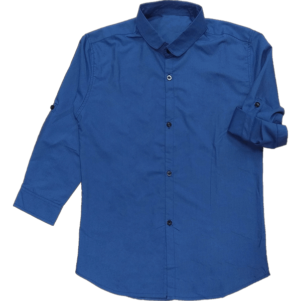 客製七分袖襯衫-寶藍