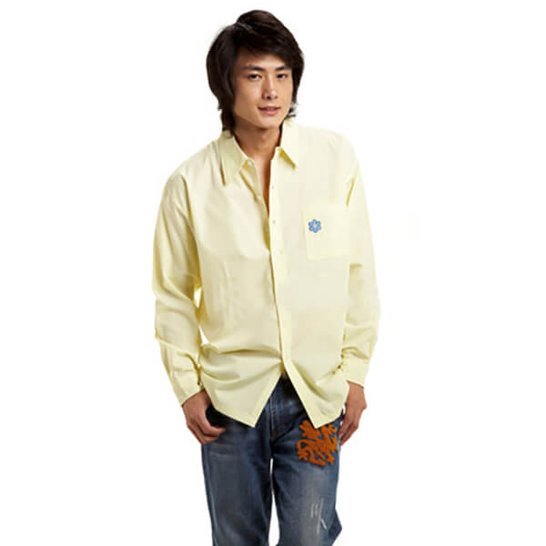 客製長袖襯衫-淺黃